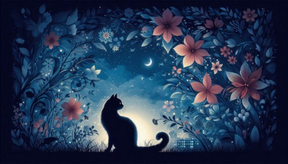 Download 🌸 Cat in Floral Twilight, Cinematic Tou - Cinematic Collection