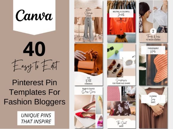 Download Fashion Blogger Pinterest Pin Templates - Blogger Collection