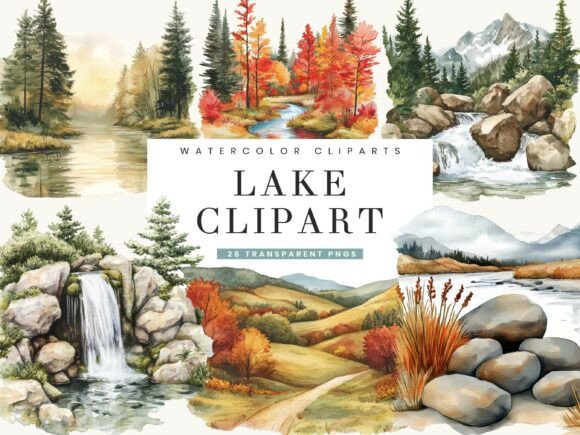 Download Watercolor Lake Landscape Clipart - Landscape Collection