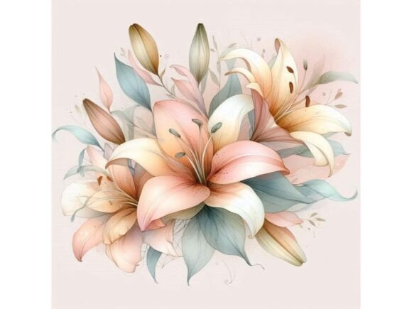 Download 🌸 Abstract Watercolor Lilies in Subtle - Subtle Collection