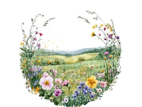 Download 10 Spring Meadow Landscape Circle Shape - Landscape Collection