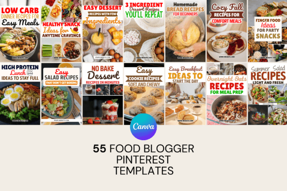 Download Food Blogger Pinterest Canva Template - Blogger Collection